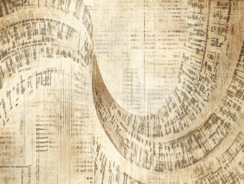Exploring swirling patterns of abstract text and symbols stock illustration