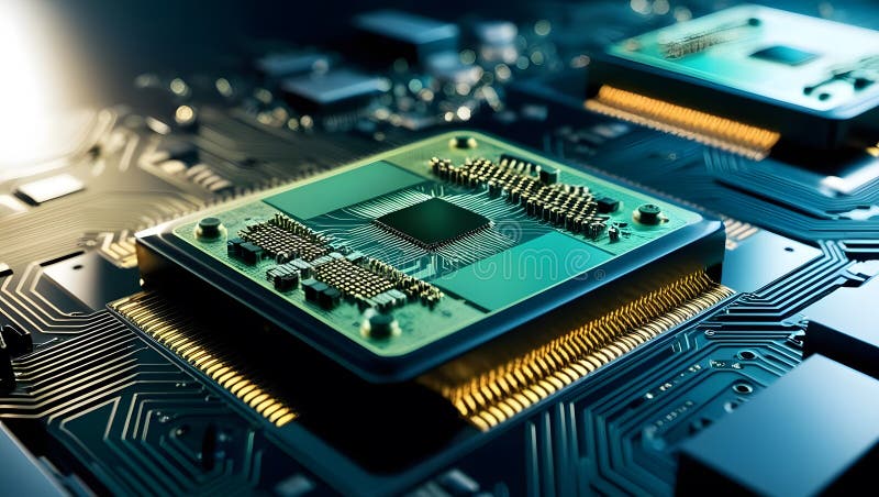 Exploring technology innovation digital circuitry close-up image high-tech environment macro view future concepts royalty free illustration
