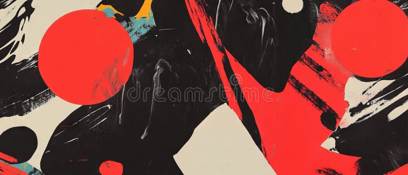 Exploring vibrant abstract ink patterns with bold red shapes and contrasting colors royalty free illustration