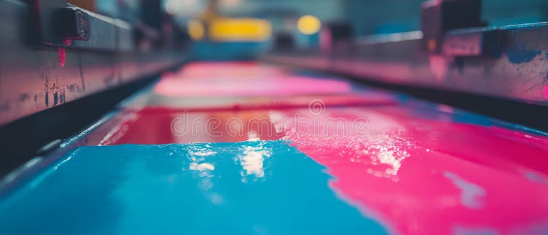 Exploring the vibrant application of ink on a printing press vector illustration