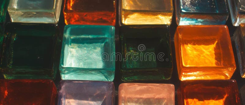 Exploring vibrant glass block textures in varied colors and intricate patterns royalty free illustration