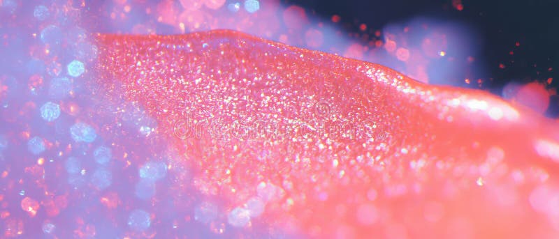 Exploring the vibrant texture of glossy lip gloss with shimmering glitter and abstract shapes vector illustration