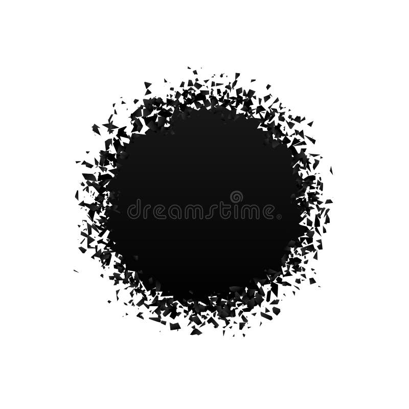 Explosie met puin. geïsoleerde zwarte illustratie