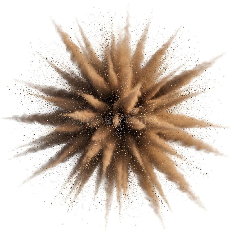 Explosie van een bruine stofwolk op wit royalty-vrije illustratie