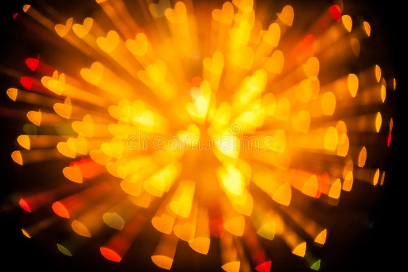 Explosion of bokeh heart blur background