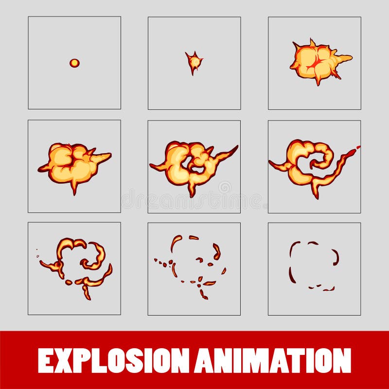 Explosion, Cartoon Explosion Animation Frames for Game. Sprite Sheet on Dark Background. Smoke Animation Stock Vector - Illustration of mobile, phenomenon: 75260360 Explosion, Cartoon Explosion Animation Frames for Game. Sprite Sheet on Dark Background. Smoke Animation Stock Vector - Illustration of mobile, phenomenon: 75260360