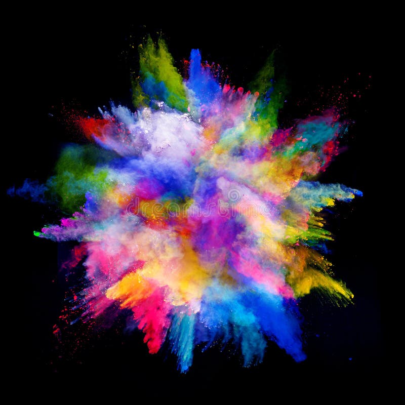 Explosion of colored powder on black background