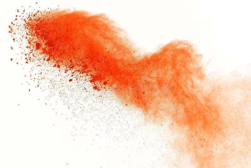 Explosion of colored powder, on white background. Abstract of colored dust splatted. Color cloud. stock photo