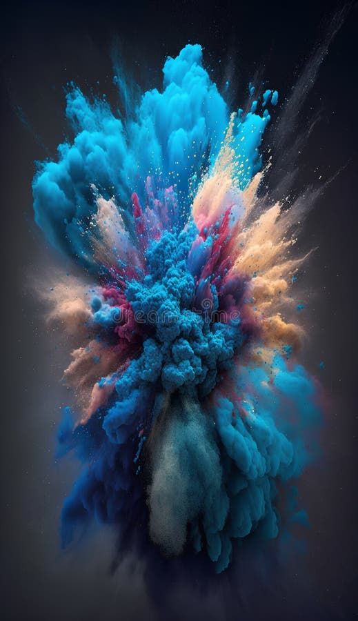 Explosion of Colored Smoke on Black Background. 3d Illustration Stock ...