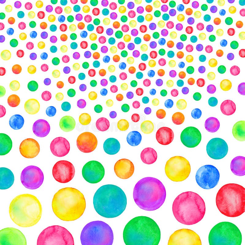 Polka Dot Pattern. Watercolor Rainbow Colored Confetti Stock ...