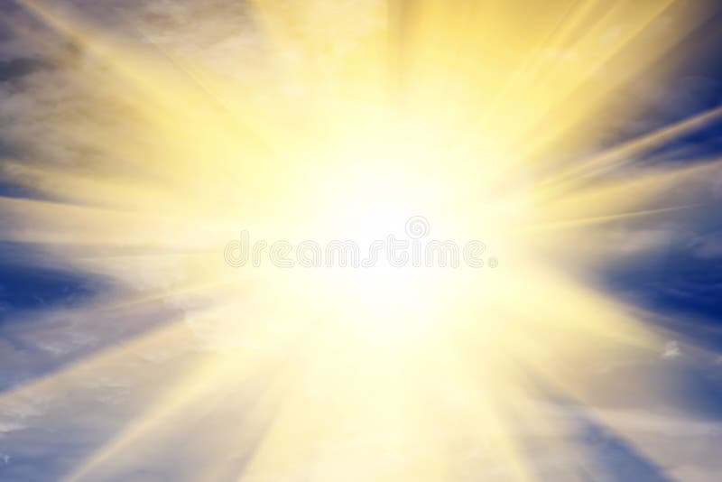 Explosion de lumière vers le ciel, le soleil. Religion