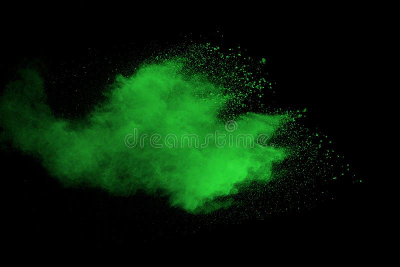 Explosion of Green Dust on Black Background Stock Image Image of