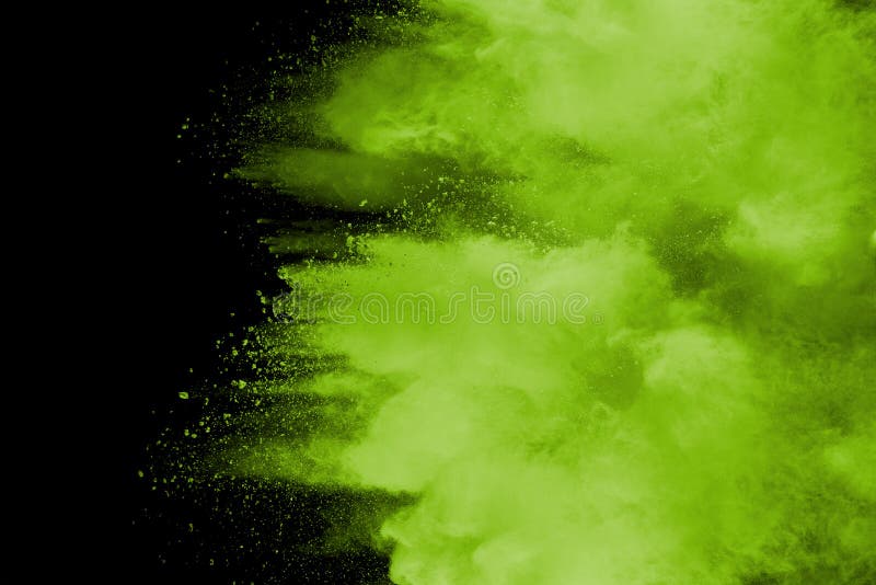 Explosion of Green Dust on Black Background Stock Image Image of