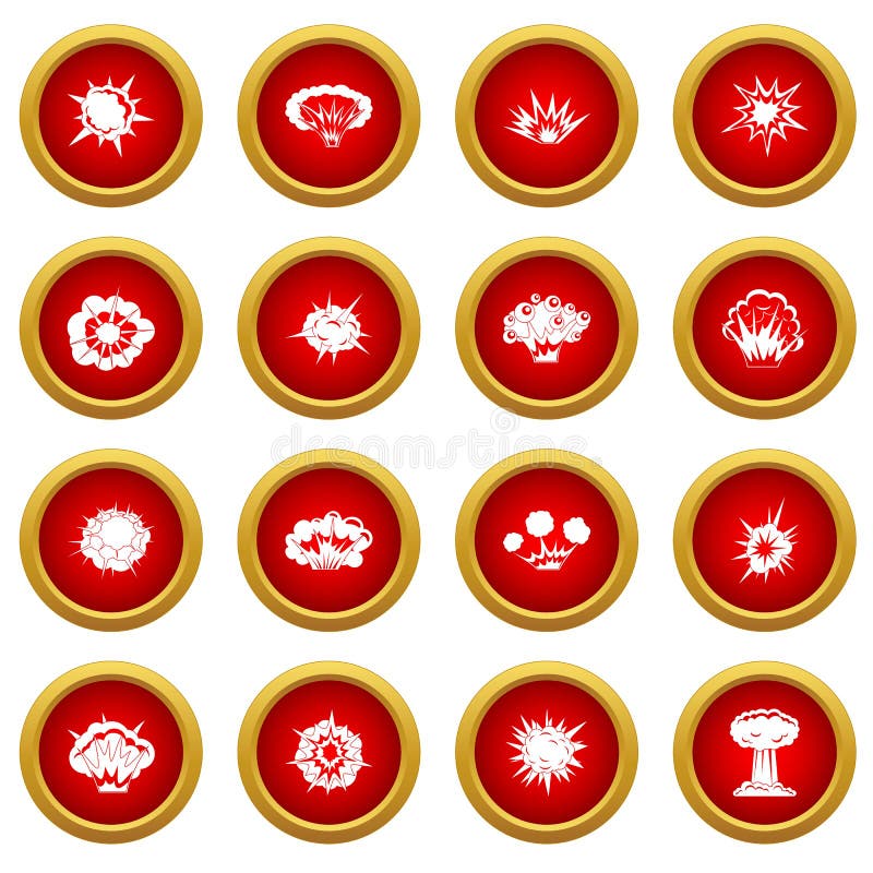 Explosion icon red circle set