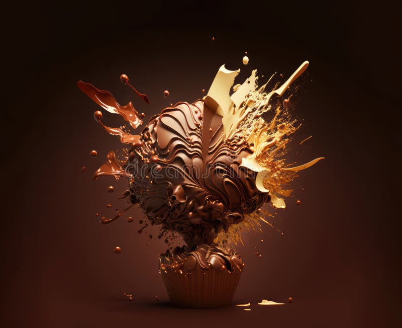 Explosion of Light and Dark Chocolate.Generative AI Stock Illustration ...