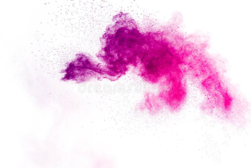 Explosion of Pink Colored Powder Isolated on White Background Stock ...