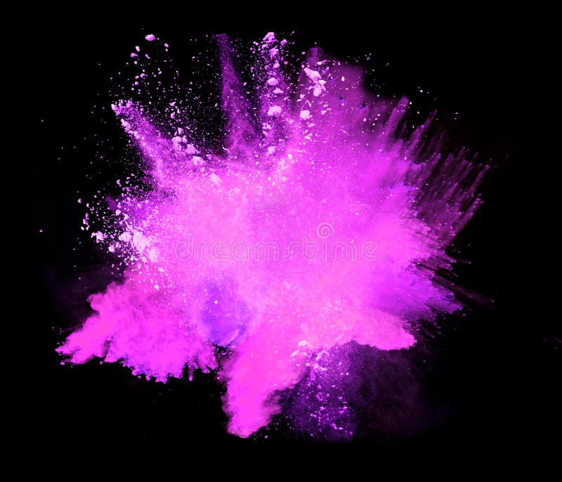 Explosion of pink powder on black background