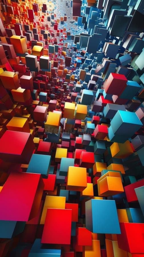 An explosion of primary colors within this mesmerizing display of abstract cubes royalty free stock photography