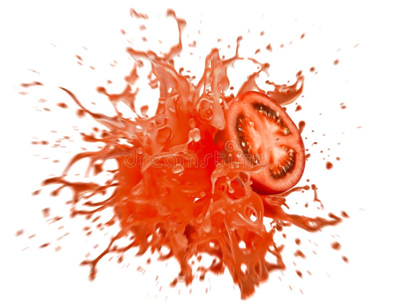 Explosion of Tomato Juice. Splash of Tomato Juice. Black Background