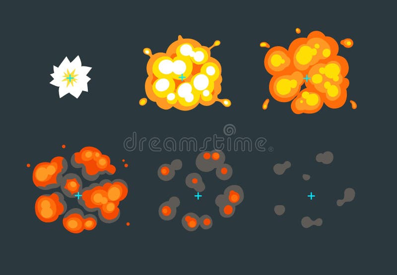 Explosionanimering för lek vektor illustrationer Explosionanimering för lek vektor illustrationer
