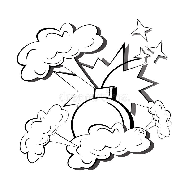 Explosions comiques de bande dessinée avec des nuages de fumée, des étincelles, d'une bombe et d'un calibre de bulle de la parole illustration de vecteur Explosions comiques de bande dessinée avec des nuages de fumée, des étincelles, d'une bombe et d'un calibre de bulle de la parole illustration de vecteur