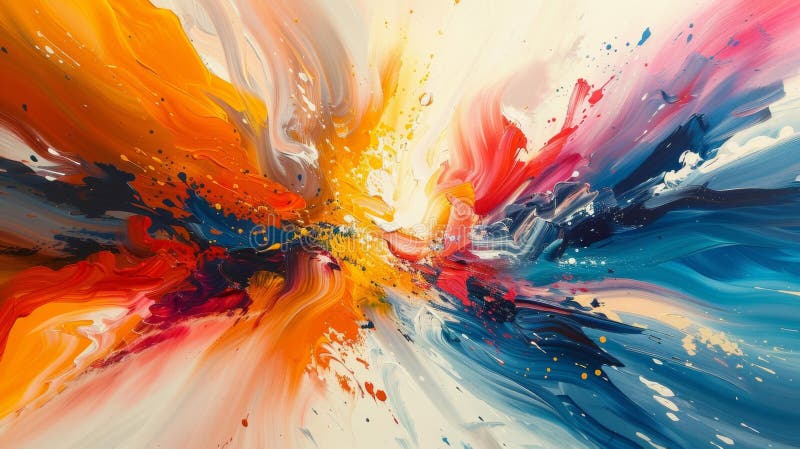 Explosive abstract art in bold colors - generative ai stock illustration