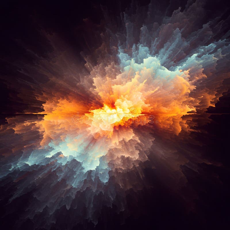 Explosive abstract art with vibrant colors, featuring a central burst resembling a dense vector illustration