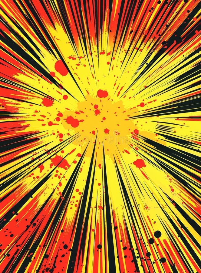 Explosive abstract background in yellow, red, and black royalty free illustration
