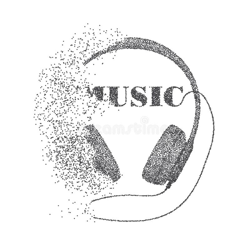 Headphones Vector Illustration .Disintegration Effect .Explosive Music Stock Vector - Illustration of musical, wave: 132660639