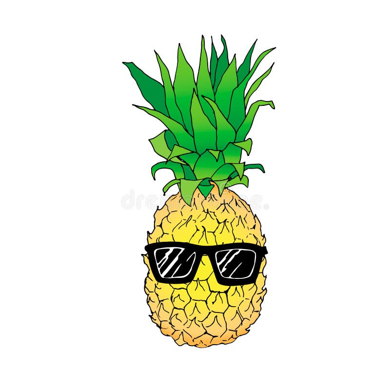 Download Explosive Pineapple With Watercolor Texture In Glasses Stock Vector - Illustration of drawing ...