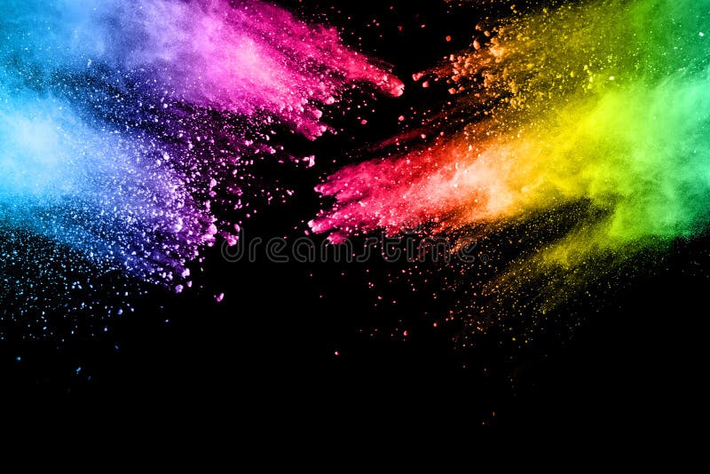 Explosión abstracta del polvo del multicolor en fondo negro imagen de archivo Explosión abstracta del polvo del multicolor en fondo negro imagen de archivo