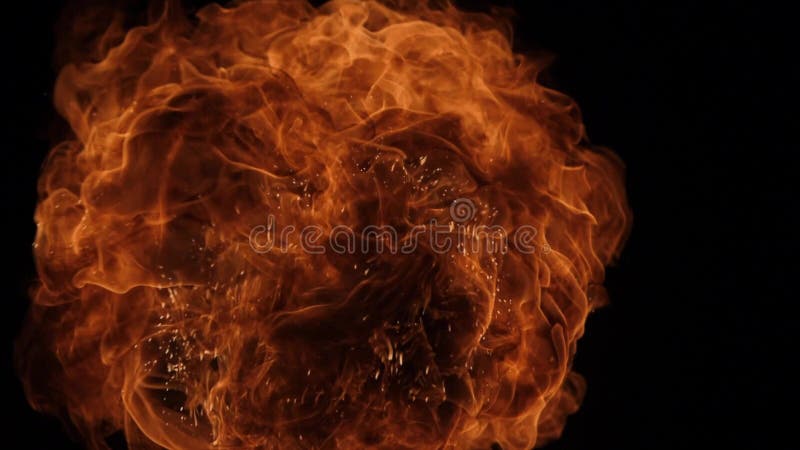 Explosión de la bola de fuego, cámara de alta velocidad, llama aislada del fuego en fondo negro ilustración del vector