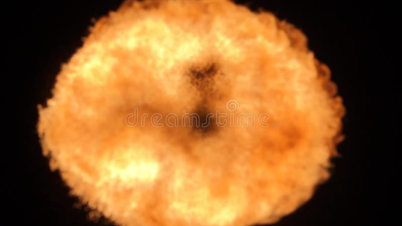 Explosión de la bola de fuego, cámara de alta velocidad, llama aislada del fuego en fondo negro ilustración del vector