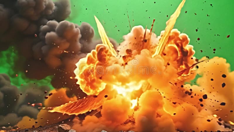 Explosión masiva capturada en humo negro a alta velocidad stock de ilustración