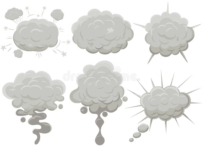 Smoke cloud set Explosion. Dust puff cartoon frame, dusty bubble comic flat style. Vector. Smoke cloud set Explosion. Dust puff cartoon frame, dusty bubble comic flat style. Vector