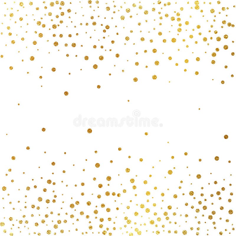 Explosão festiva dos confetes Fundo do brilho do ouro Pontos dourados Às bolinhas da ilustração do vetor
