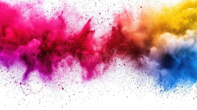 Explozia pulberii de culoare Rainbow pe design de artă dinamică și expresivă stock photo