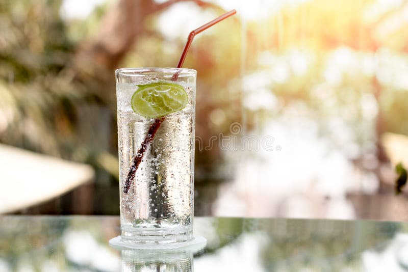 Exponeringsglas av ny mousserande mineralvatten och en limefrukt royaltyfri fotografi Exponeringsglas av ny mousserande mineralvatten och en limefrukt royaltyfri fotografi