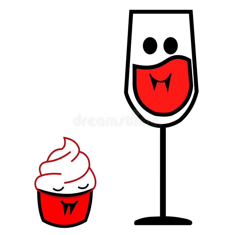 Exponeringsglas och kaka av vampyrer vektor illustrationer Exponeringsglas och kaka av vampyrer vektor illustrationer