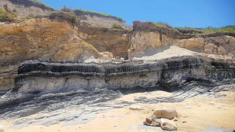 Exposed Coal Seam in the Cliff Face at Dudley Beach New South Wales Australia