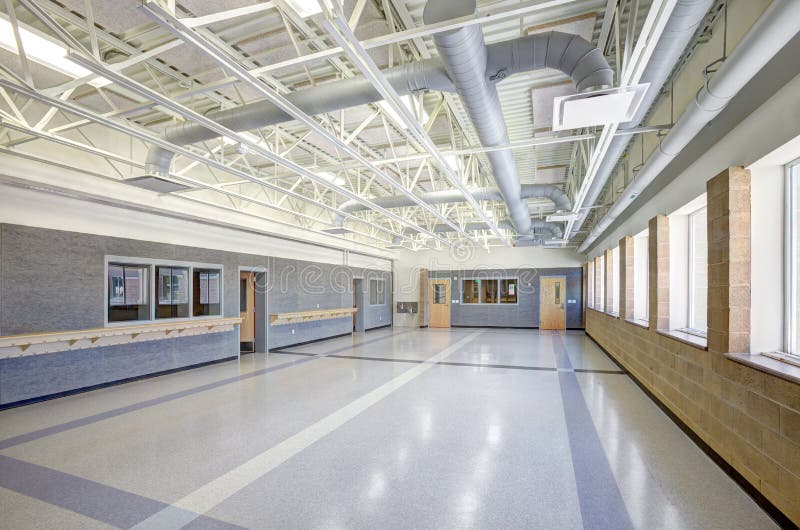 Exposed Ceiling Structure In Large Commercial Building Stock Image