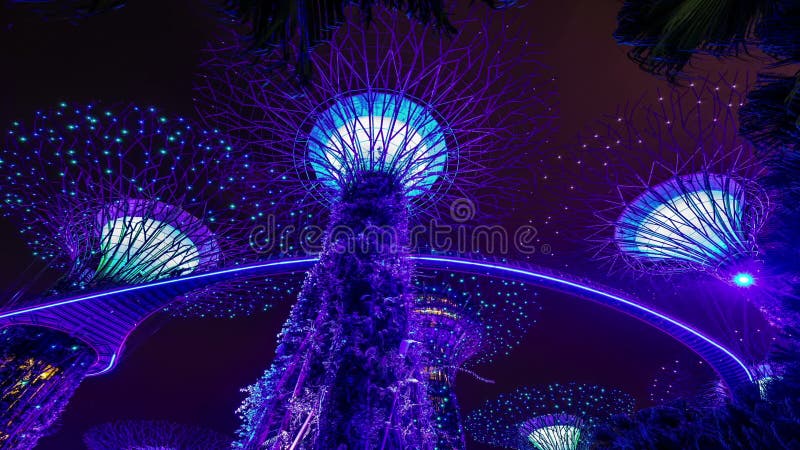 Exposition de lumière de Singapour dans les jardins par la baie Boucle de Seampess