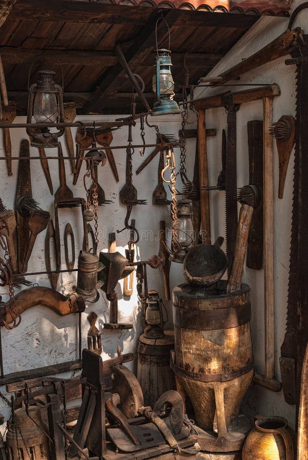 Many old medieval tools stock photo. Image of 104116040