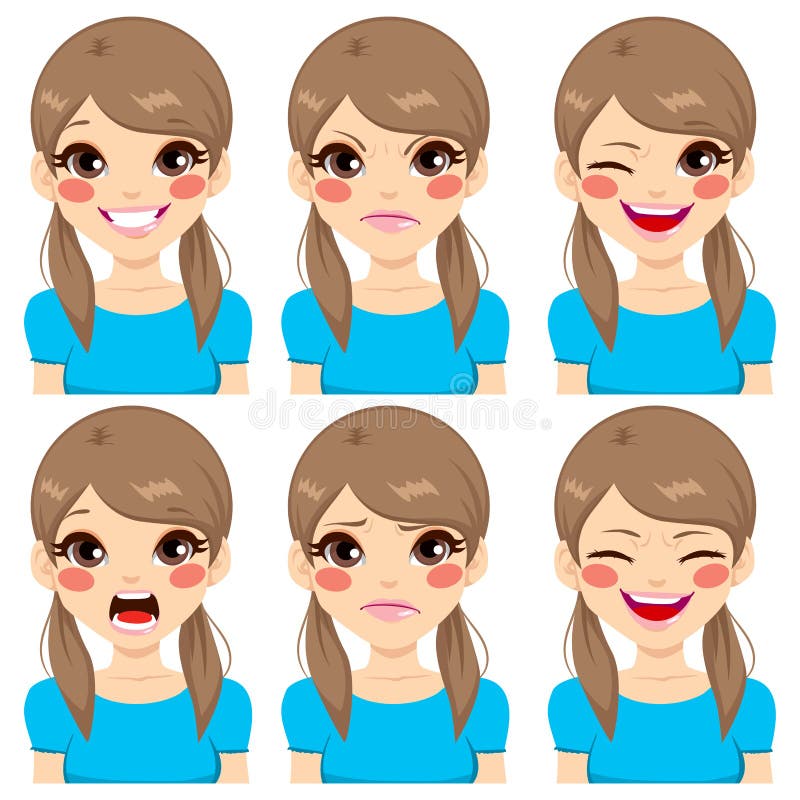 Expresiones de la cara del adolescente libre illustration Expresiones de la cara del adolescente libre illustration