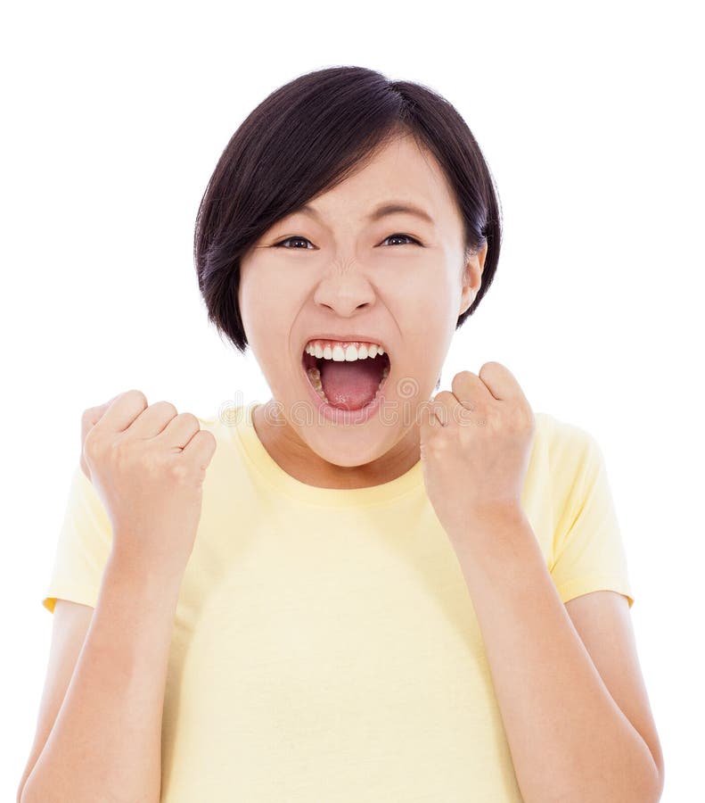 Expresión facial sorprendida sensación asiática de la chica joven fotografía de archivo libre de regalías Expresión facial sorprendida sensación asiática de la chica joven fotografía de archivo libre de regalías