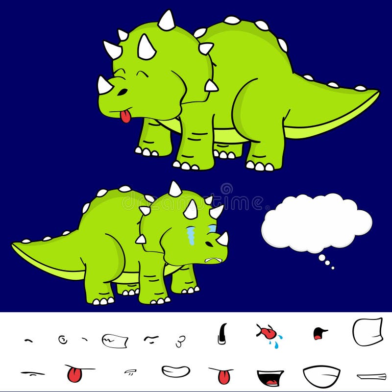 Desenho Animado Kawaii Baby Dino Triceratops Dinossauro Autocolante.  Ilustração do Vetor - Ilustração de infantil, extinto: 209116044