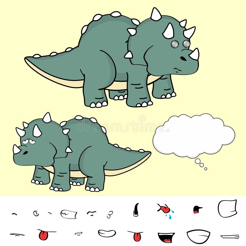 Desenho Animado Kawaii Baby Dino Triceratops Dinossauro Autocolante.  Ilustração do Vetor - Ilustração de infantil, extinto: 209116044