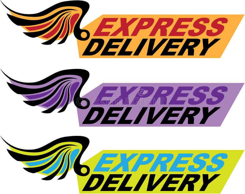 Express Delivery Sign with a Wing Vector Stock Vector Illustration of