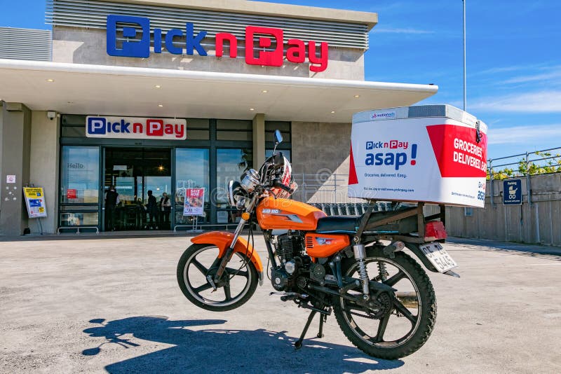 Express Service Delivery Bike Parked Outside Local Pick N Pay Grocery