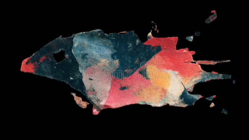 Expressionist abstract shape with torn layers on transparent background